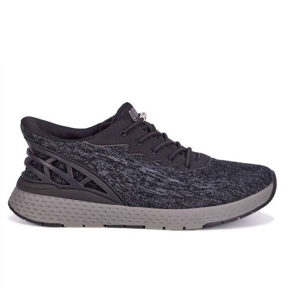 NEW DREW men's explore slip on sneakers in black mesh combo